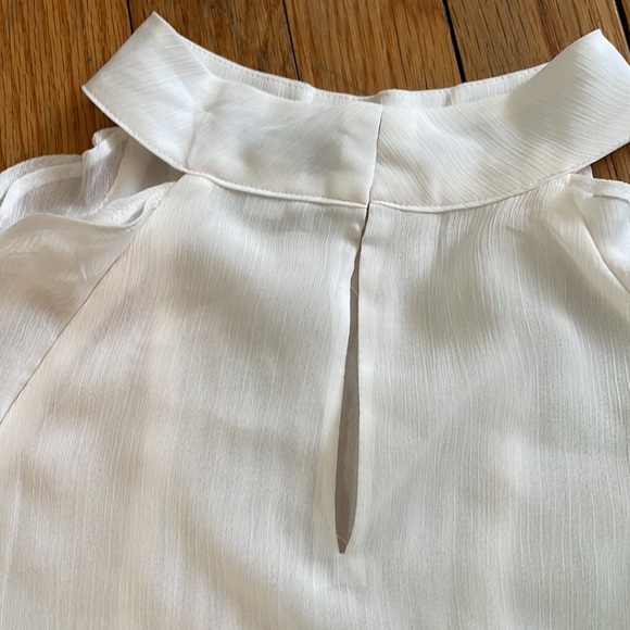 Express Cream Sheer Ruffle Sleeveless Top - Picture 4 of 7